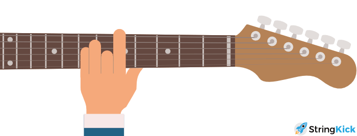 Position your index finger close to the fret for a barre chord